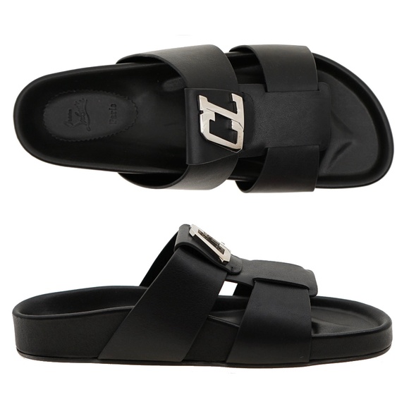 Christian Louboutin Dhabubizz Sandals Black Leather Size 11 US New